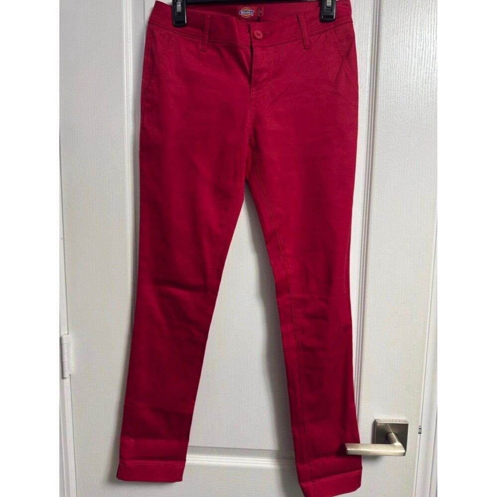 Red Dickies Slacks Work Pants Chinos Straight Skinny Leg Punk Trousers